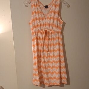 Orange and White Sleeveless Dress